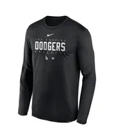 Men's Nike Black Los Angeles Dodgers Authentic Collection Team Logo Legend Performance Long Sleeve T-shirt