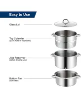 Cooks Standard Canning Juice Steamer Extractor Fruit Vegetables for Making Jelly, Sauces, 11-Quart Stainless Steel Multipot with Glass Lid, Clamp, 2