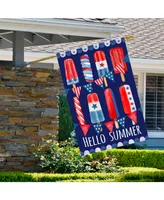 Hello Summer Patriotic Americana Popsicle Garden Flag 28" x 40"