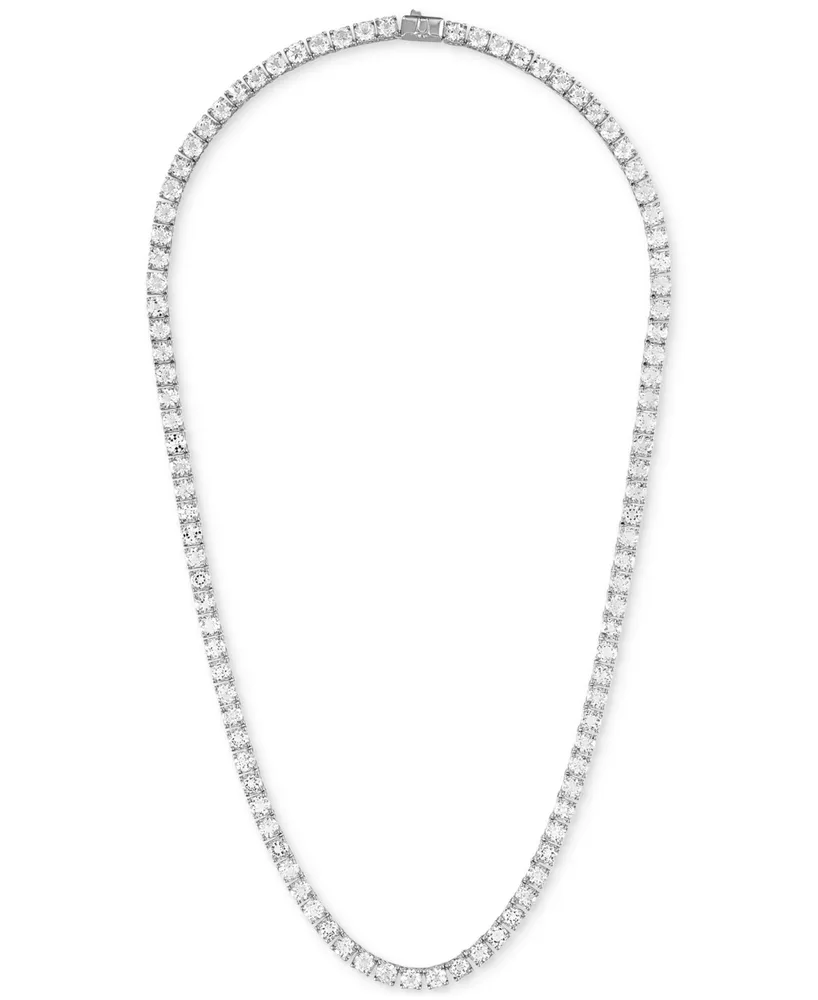 Bulova Men's Icon White Topaz (1/10 ct. t.w.) Tennis 22" Necklace in Sterling Silver