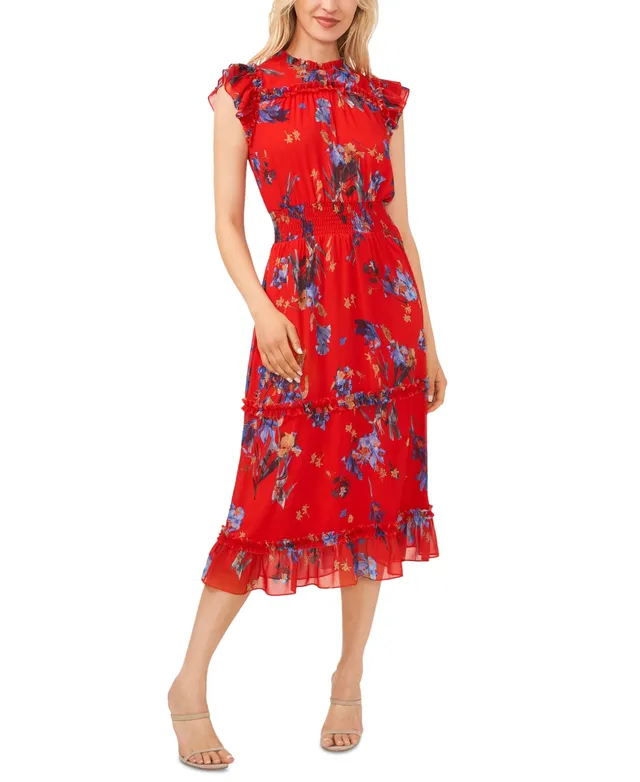 CeCe Women's Sleeveless Smocked-Waist Floral Midi Dress | Connecticut Post Mall CeCe Women's Sleeveless Smocked-Waist Floral Midi Dress | Connecticut Post Mall