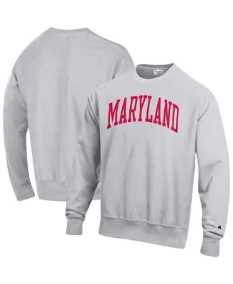 Men's Champion Heathered Gray Maryland Terrapins Arch Reverse Weave Pullover Sweatshirt