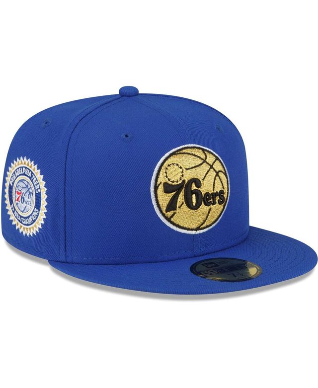 Men's New Era Royal Philadelphia 76ers 3x Nba Champions Metallic Undervisor 59FIFTY Fitted Hat