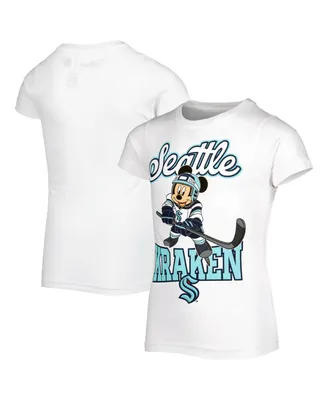 Big Girls White Seattle Kraken Mickey Mouse Go Team T-shirt