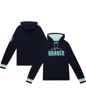 Men's Mitchell & Ness Deep Sea Blue Seattle Kraken Legendary Slub Hoodie Long Sleeve T-shirt