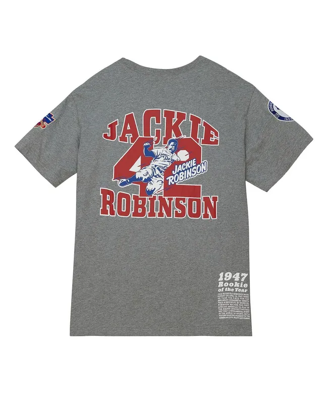 Men's Homage Jackie Robinson Gray Brooklyn Dodgers Cooperstown Collection Remix Jersey Tri-Blend T-Shirt