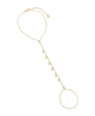 by Adina Eden 14k Gold-Plated Sterling Silver Shaky Color Cubic Zirconia Hand Chain Bracelet