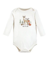 Hudson Baby Boys Cotton Long-Sleeve Bodysuits, Forest Animals 5-Pack, 0-3 Months