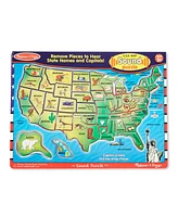 Melissa & Doug Usa Map Sound Puzzle - Wooden Puzzle With Sound Effects (40 pcs), Multicolor