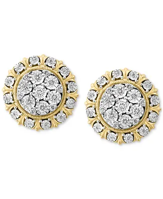 Effy Diamond Halo Stud Earrings (3/8 ct. t.w.) in 14k Two-Tone Gold