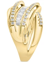 Effy Diamond Baguette & Round Multirow Crossover Ring (5/8 ct. t.w.) in 14k Gold