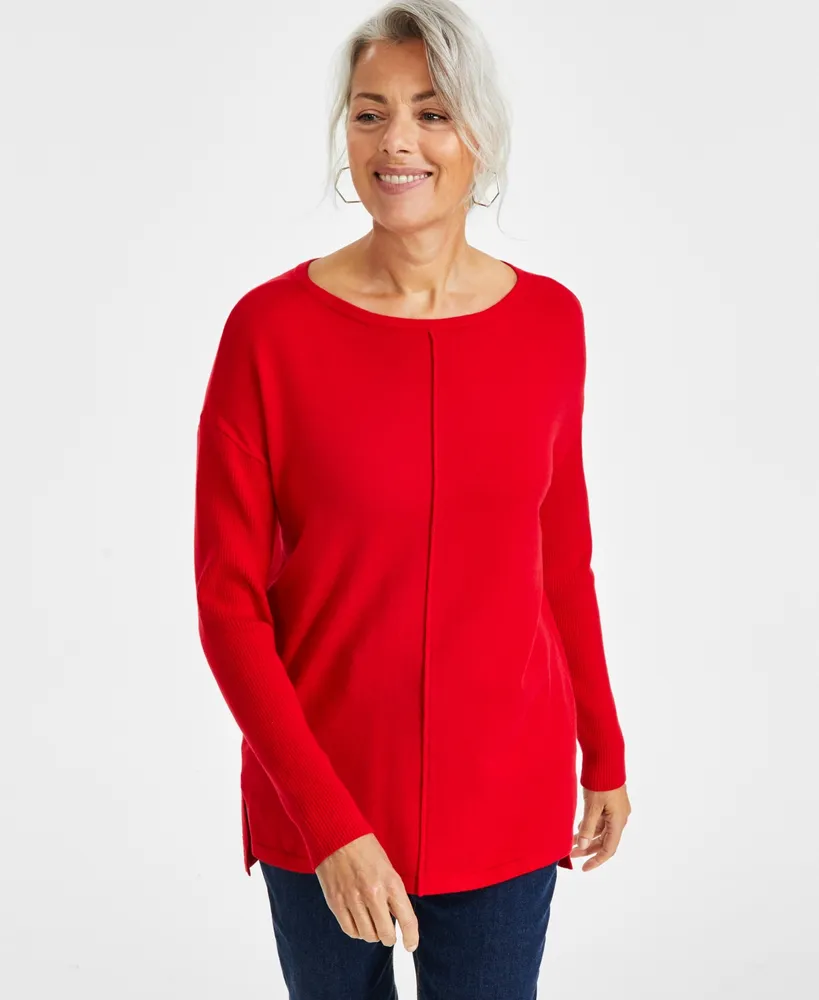 Style & Co Women's Seam-Front Tunic Sweater, Created for Macy's