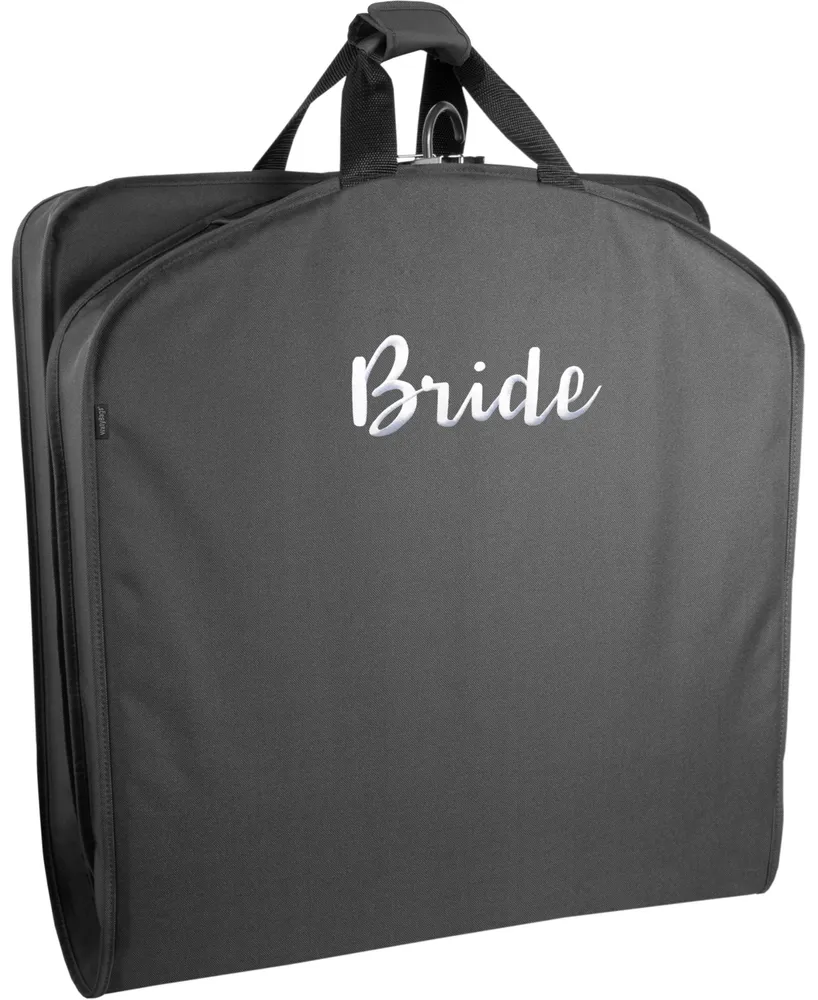WallyBags 60" Deluxe Travel Garment Bag with Bride Embroidery and 40" Deluxe Travel Garment Bag with Groom Embroidery 2-Piece Set - Black