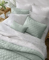 Laura Ashley Solid Velvet Diamond Stitch Piece Quilt Set