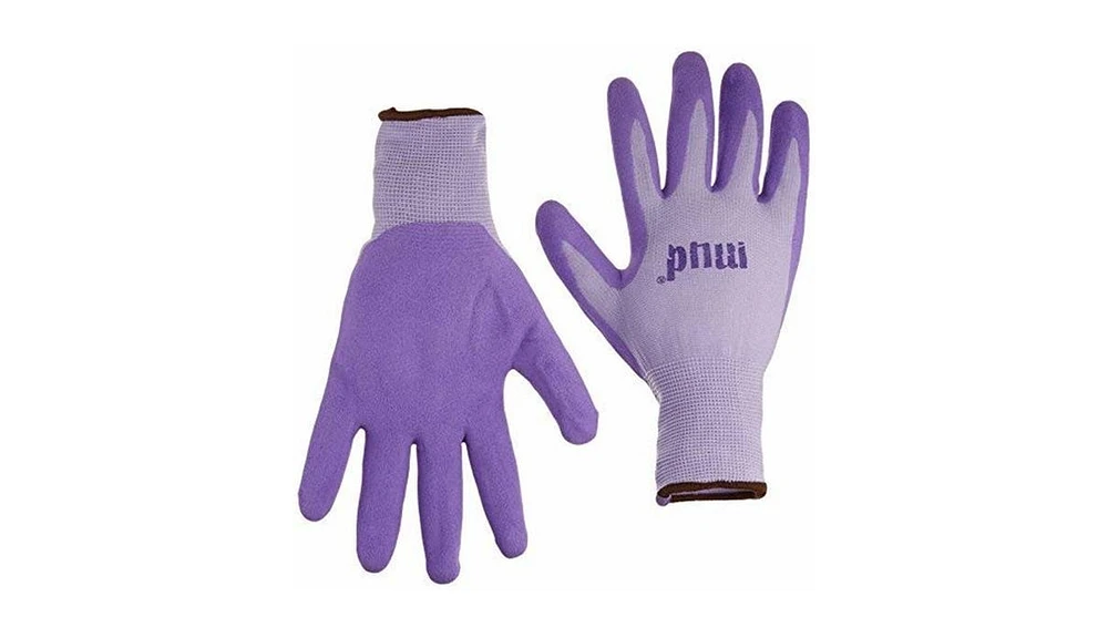 Mud Gloves Mud Simply Mud Gloves, Nitrile Coated Gloves For Gardening and Work, Purple, Med