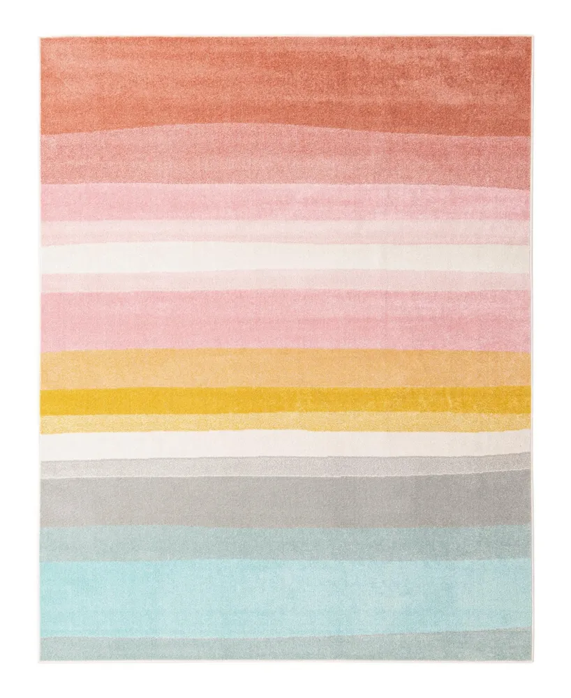 Bayshore Home Campy Kids Pastel Abstract Rainbow 7'10" x 10' Area Rug