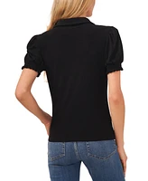 CeCe Women's Collared Split Neck Short Sleeve Knit Top