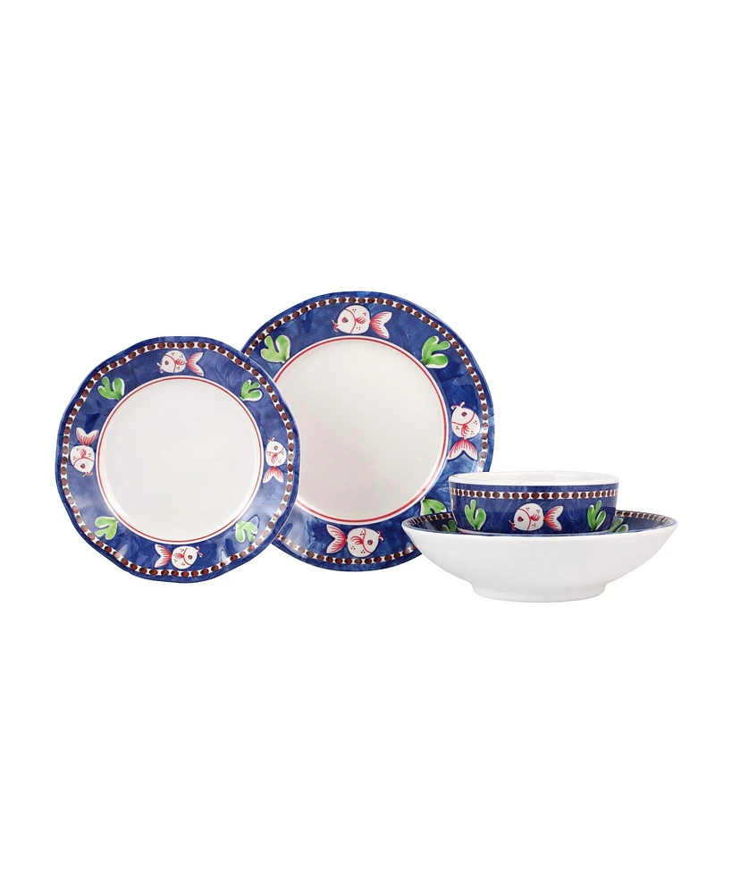 Vietri Melamine Campagna Pesce 4 Piece Place Setting