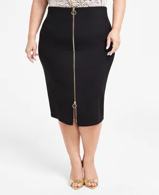 I.n.c. International Concepts Plus Zip-Front Pencil Skirt, Created for Macy's