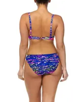 Reebok Womens Printed Bralette Bikini Top Hipster Bikini Bottoms