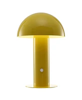 Boletus 10.75" Contemporary Bohemian Rechargeable, Cordless Iron Integrated Led Mushroom Table Lamp
