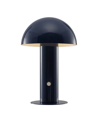 Boletus 10.75" Contemporary Bohemian Rechargeable, Cordless Iron Integrated Led Mushroom Table Lamp