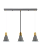 Apollo 33.5" 3-Light Mid-Century Modern Iron Adjustable Linear Led Pendant