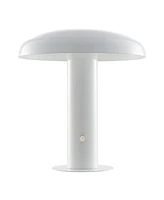 Suillius 11" Contemporary Bohemian Rechargeable, Cordless Iron Integrated Led Mushroom Table Lamp