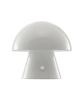 Porcini 7" Contemporary Bohemian Rechargeable, Cordless Iron Integrated Led Mushroom Table Lamp