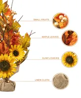 Glitzhome 21" H Fall Sunflower Leaf Table Tree