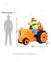 Glitzhome 7' Fall Lighted Inflatable Tractor Decor
