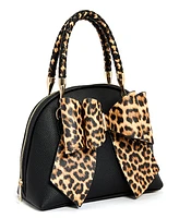 Like Dreams Leopard Top Handle Small Bow Bag