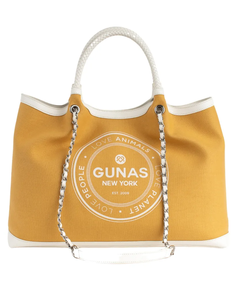 Gunas New York Ruth Canvas Large Tote Bag and Makeup Pouch Set, 2 Pieces
