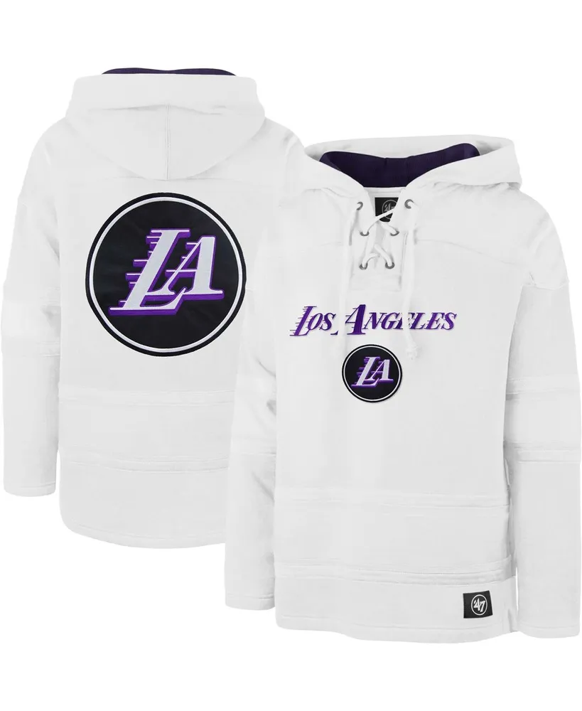 Men's '47 Brand White Los Angeles Lakers 2022/23 Pregame Mvp Lacer Pullover Hoodie - City Edition