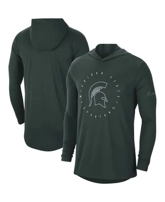 Men's Nike Green Michigan State Spartans Campus Tri-Blend Performance Long Sleeve Hooded T-shirt