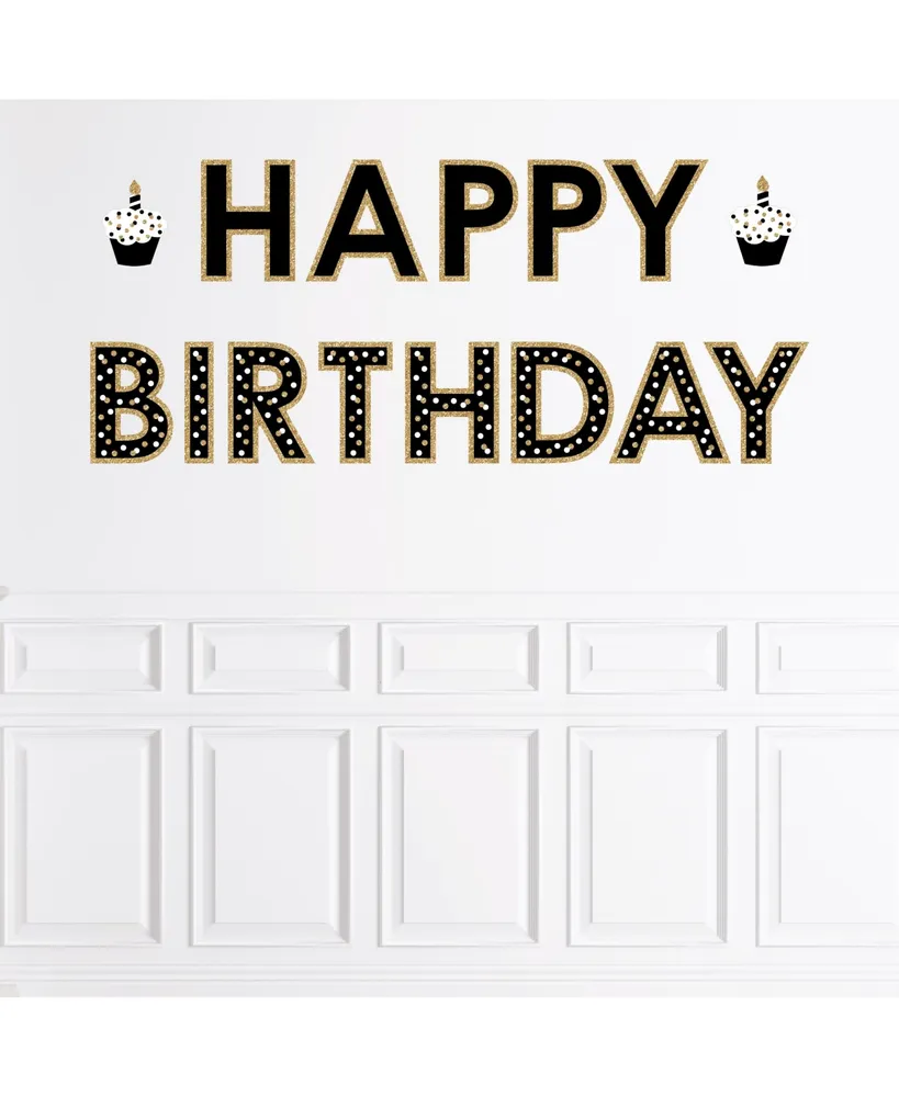 Adult Happy Birthday Gold Birthday Party Large Banner Wall Decals Happy Birthday