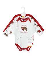 Hudson Baby Boys Unisex Cotton Long-Sleeve Bodysuits, Moose Be Christmas, 3-Pack