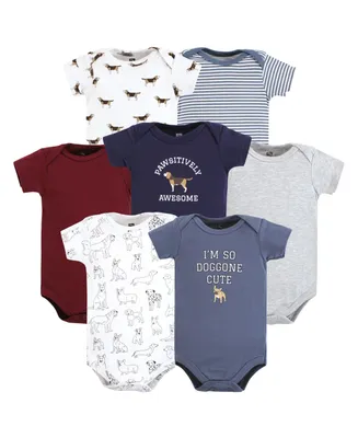Hudson Baby Baby Boys Cotton Bodysuits Dogs, 7-Pack