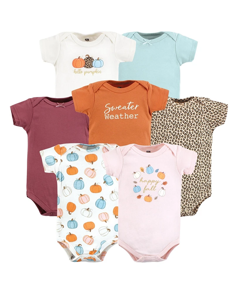 Hudson Baby Girls Cotton Bodysuits 7-Pack