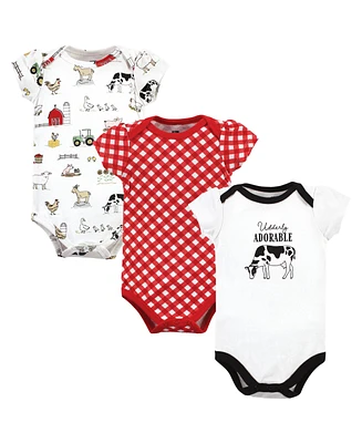 Hudson Baby Baby Girls Cotton Bodysuits, Udderly Adorable, 3-Pack