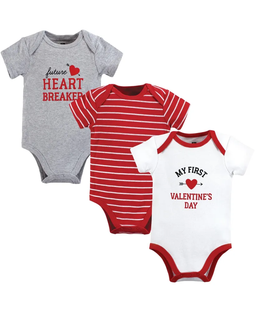 Hudson Baby Cotton Bodysuits, Girl First Valentine Easter - Hudson