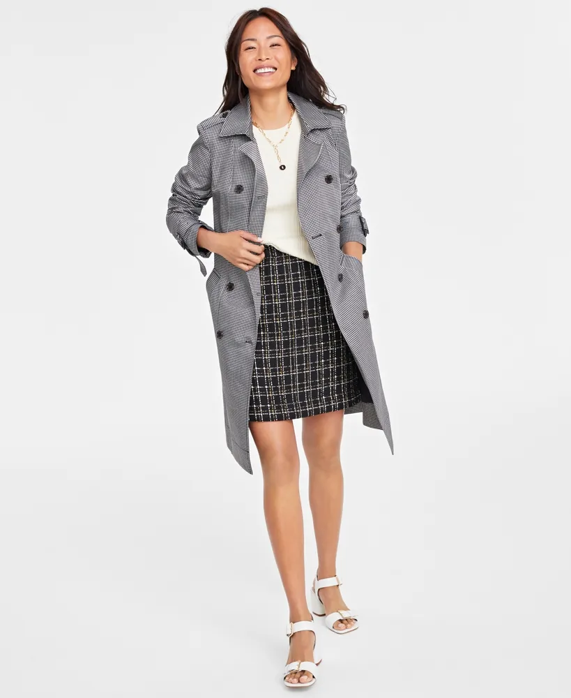 On 34th Women's Plaid Trench Coat, Created for Macy's