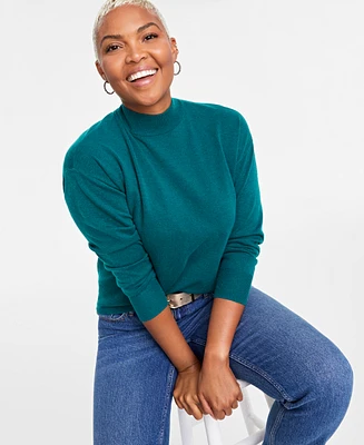 On 34th Women's Mock Neck Jersey Sweater, Created for Macy's