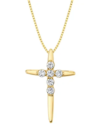 Sirena Diamond Polished Cross 18" Pendant Necklace (1/4 ct. t.w.) in 14k Gold