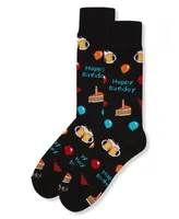 MeMoi Men's Happy Birthday Rayon from Bamboo Novelty Crew Socks