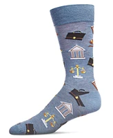 MeMoi Men's Law and Order Heathered Rayon from Bamboo Novelty Crew Socks