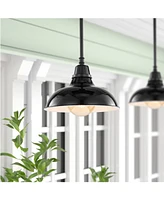 Jasper 12.25" 1-Light Farmhouse Industrial Indoor, Outdoor Iron Led Pendant