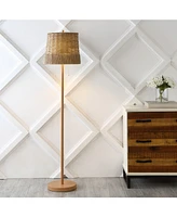 Ocata 61" 2-Light Coastal Bohemian Iron, Rattan Led Floor Lamp with Pull-Chain