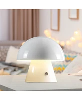 Porcini 7" Contemporary Bohemian Rechargeable, Cordless Iron Integrated Led Mushroom Table Lamp