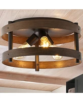 Cooper 16" 3-Light Farmhouse Industrial Iron Led Flush Mount